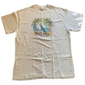 Joe Marlin Unwind Malibu Beach Graphic T-Shirt XL White 100% Cotton Short Sleeve